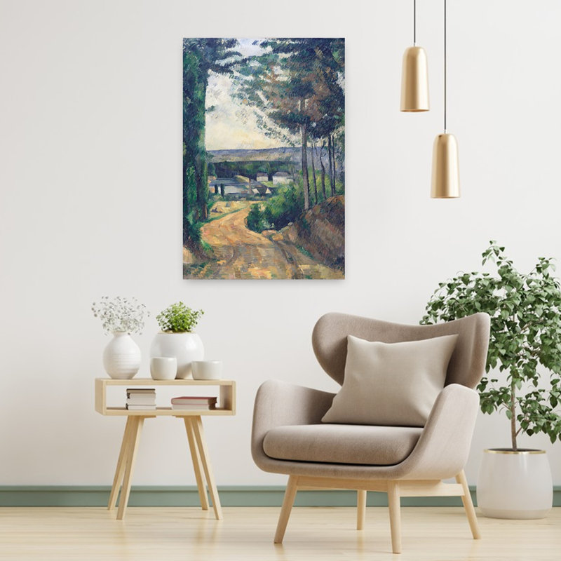 Chemin menant au lac, 1880 - Impressionnisme abstrait contemporain - Paysage arboré, H 36 po x l 24 po