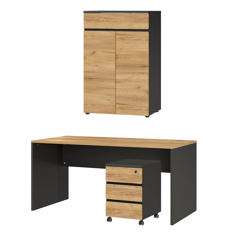 Lissabon 3 Piece Desk Office Set