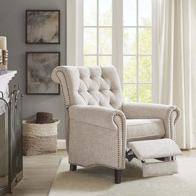 Fauteuil inclinable manuel capitonné à 3 positions verrouillables, Polyester crème