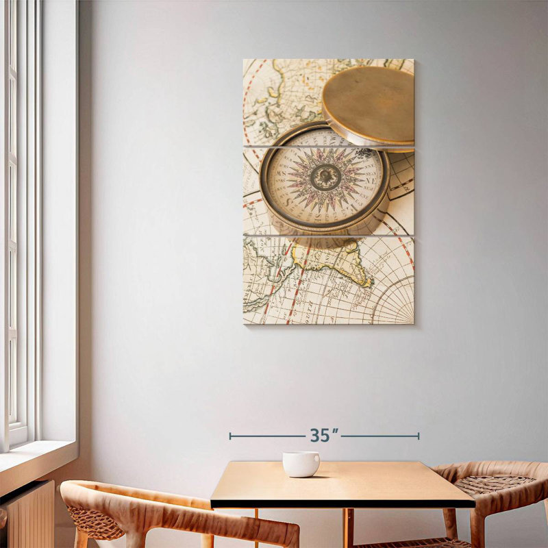 Aletra Antique Metal Compass, 57" H x 36" W