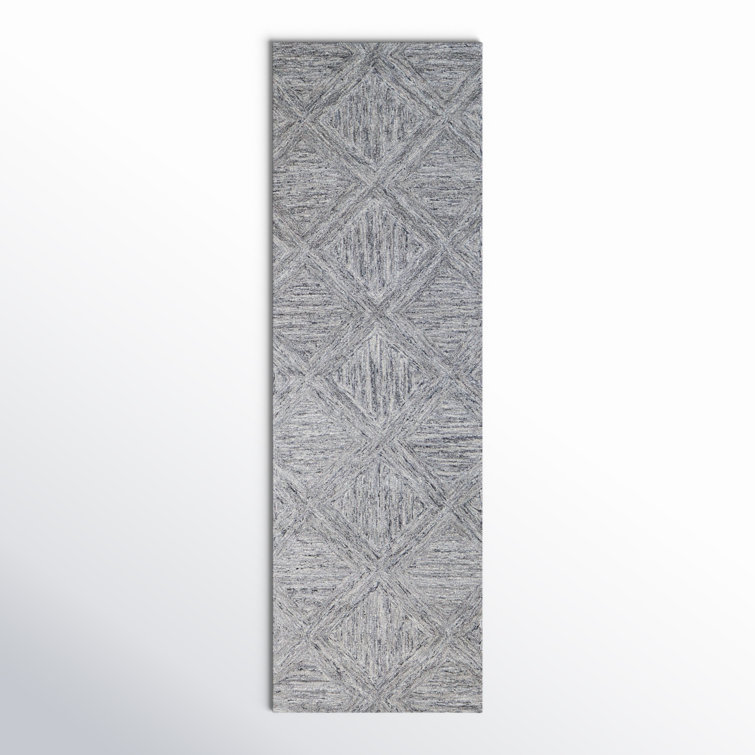 Terza Geometric Handmade Tufted Wool Area Rug in Gray