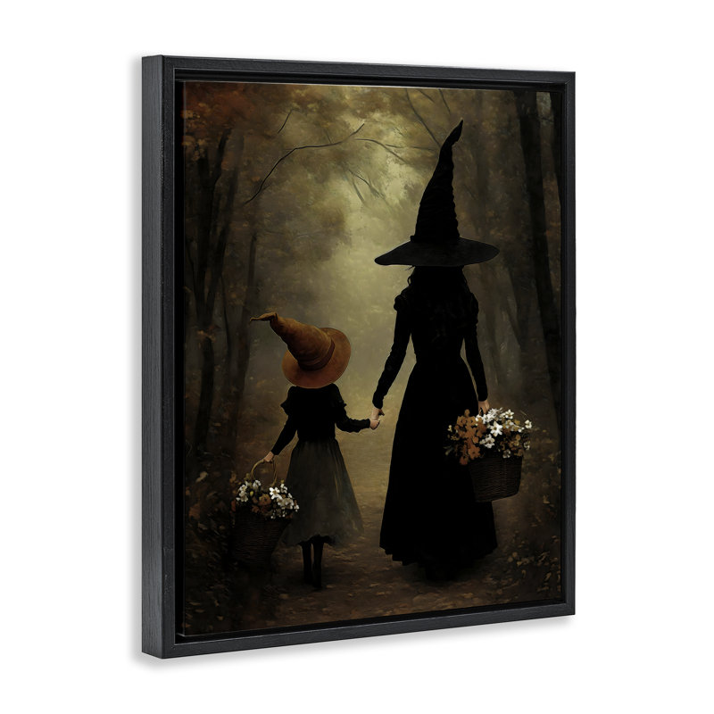 Cadre flottant Witch & Daughter Mystical Forest, design par Arlington Prints, H 31 po x l 25 po, Noir