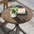 Outdoor Side Table, 26" Round Patio Table With Steel Frame And Slat Tabletop