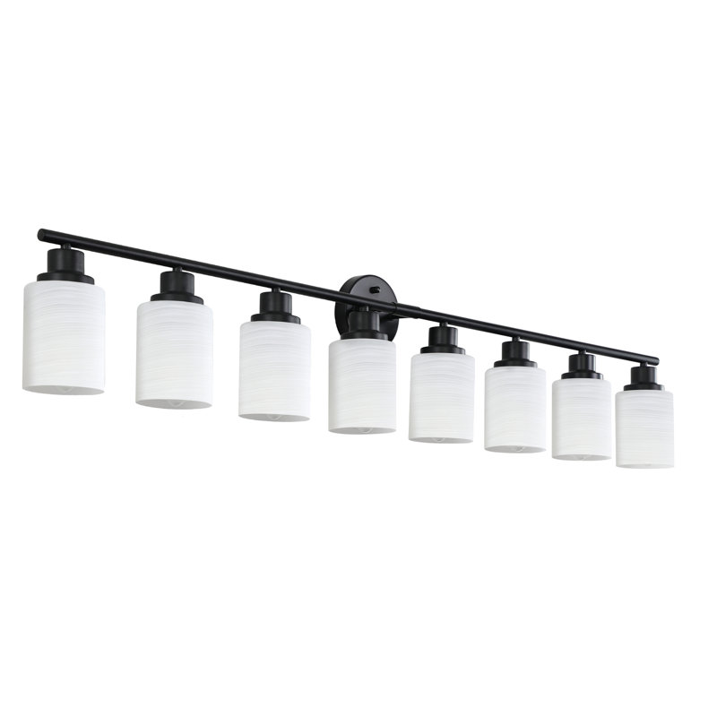 Luminaire de meuble-lavabo moderne 8 lumières avec abat-jour en verre givré et cadre en fer