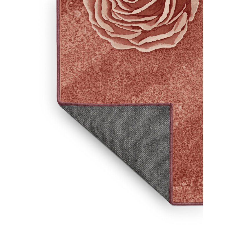 Soft Plush Ferrier Valentines Modern & Contemporary Abstract Area Rug in Brown – Rose Binding, 8x10