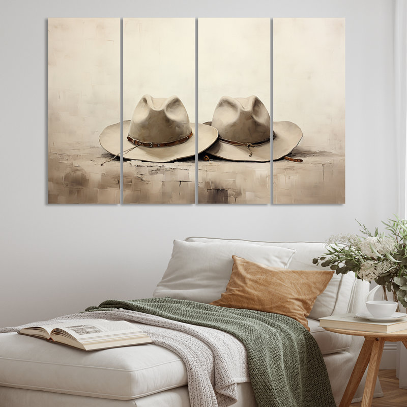 Minimalisme «Cowboy Hats - Cowboys», ensemble de reproduction d'art en métal