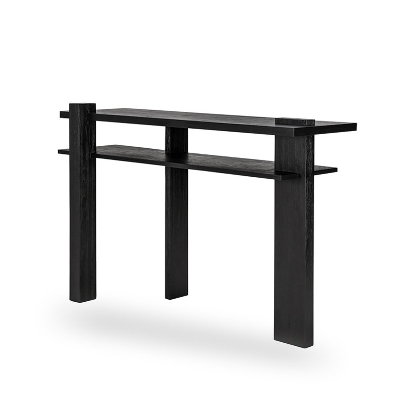 Console noire en bois massif