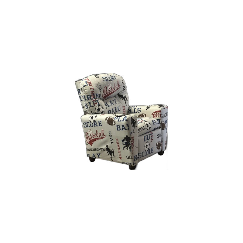 Amat Kids 13'' Recliner and Ottoman, Gray/Blue/Red/White