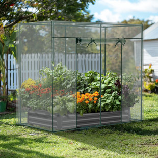 Crop Cage for Garden Plant, Raised Garden Bed Cover with Frame and Zippered Door for Outdoor Plants