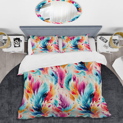 Blue And Purple Boho Ikat Spirit Embraced Box Stitch Floral Duvet Cover