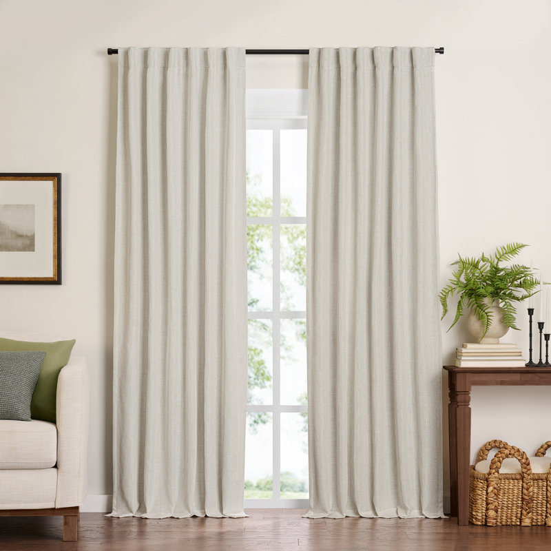 Rideau obscurcissant en mélange de lin et polyester Byoung, Naturel, L 52 po x L 108 po
