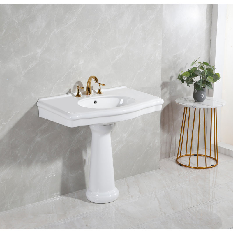 Kingston Brass Sovereign 35-Inch Ceramic Pedestal Sink, 8" Centers