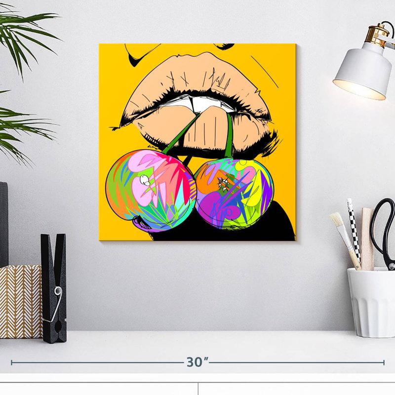 Yarlin Biting Cherries, 16" H x 16" W