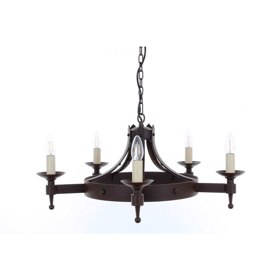 Grandfield 5 - Light Waggon Wheel Chandelier
