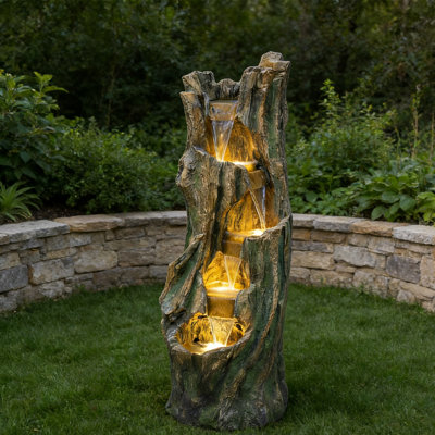 Fontaine d'extérieur en cascade avec lumières DEL pour cour de jardin