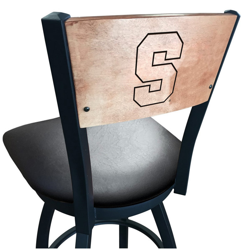 Tabouret tournant NCAA, Vinyle noir, Orange de Syracuse, Tabouret de comptoir (siège d'une hauteur de 25 p