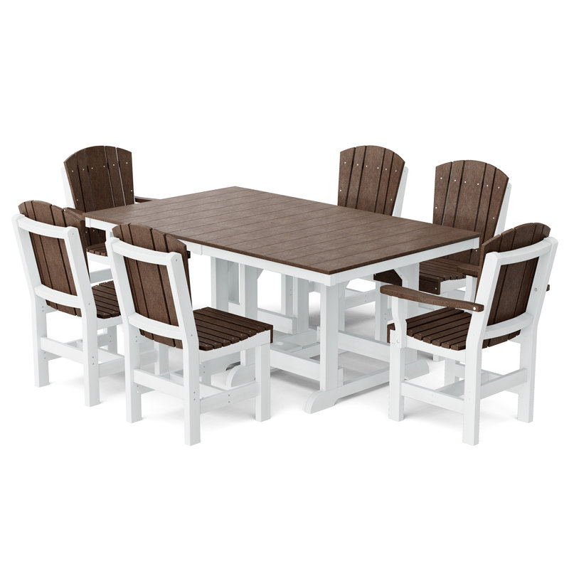 Ensemble de salle à manger 9 pièces 44 po x 94 po Heritage, Brun Tudor / blanc, 7-Piece