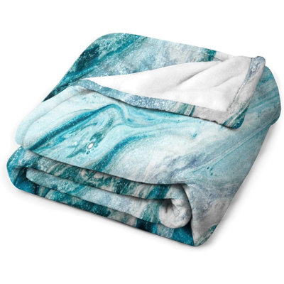 Jeté en marbre bleu sarcelle marbré bleu sarcelle or Quicksand turquoise couverture pour canapé-lit, canapé ou fauteuil 30 po x 40 po