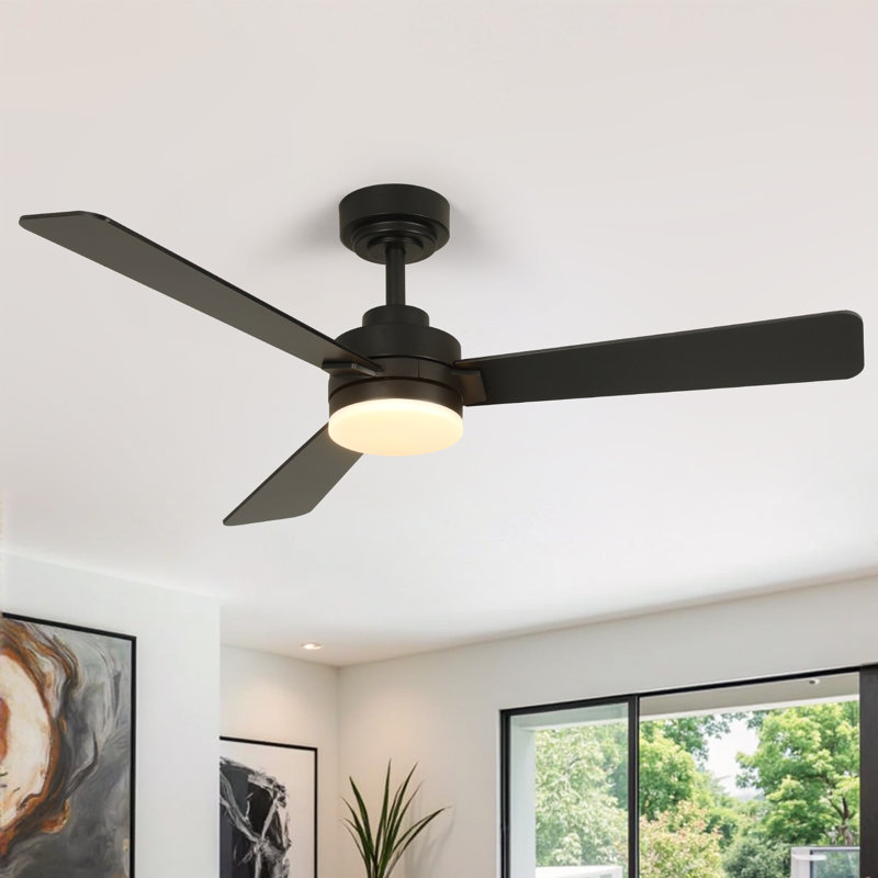Ventilateur de plafond moderne 48 po avec lumière DEL et télécommande Karlena