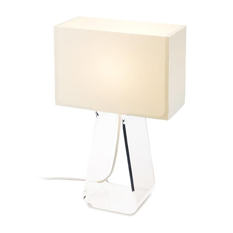 Lampe de table à haut tubulaire, H 14 po x l 9,5 po x P 4,5 po, Transparent/blanc