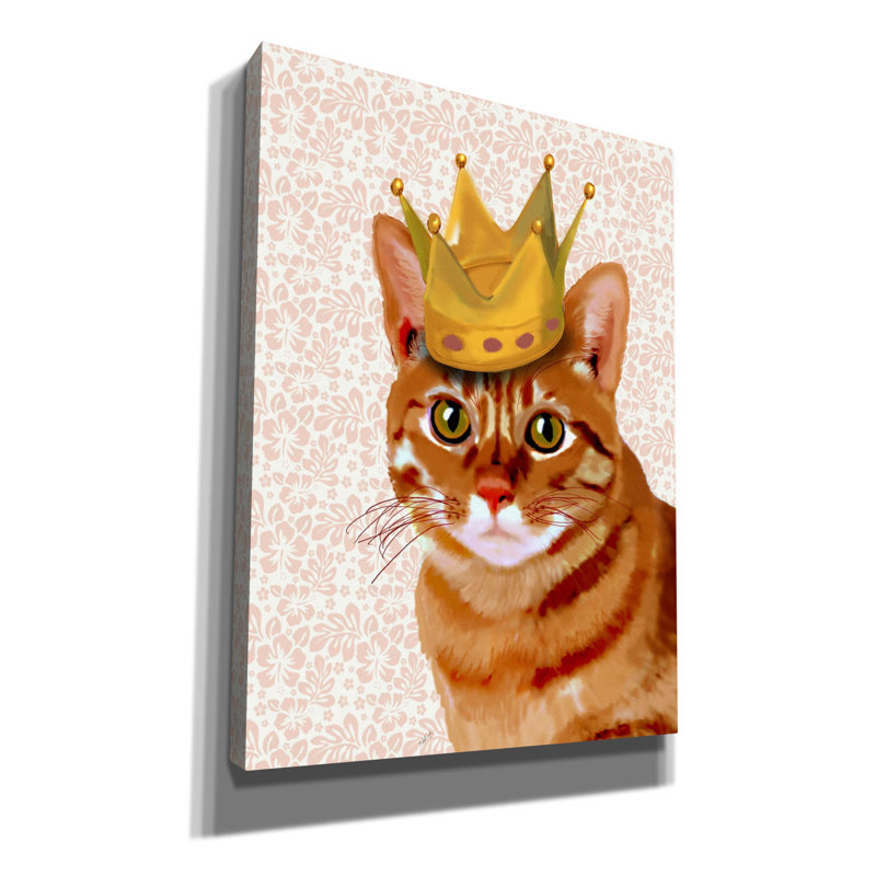 «Ginger Cat With Crown Portrait», impression sur toile tendue, H 54 po x l 40 po x P 1,5 po