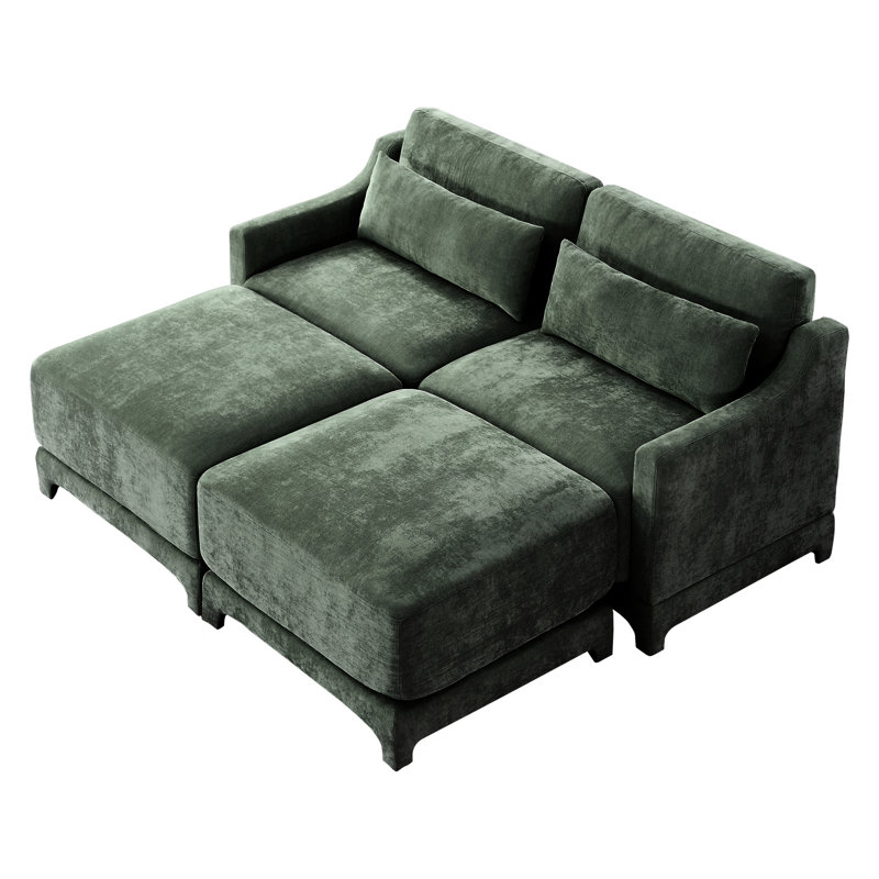 Deux places ergonomiques et confortables en tissu d'ameublement en chenille, avec coussins lombaires, éponge à haute résilience pour se détendre à la maison, bois de qualité 1, 2, éponge design, chambres faciles à installer,