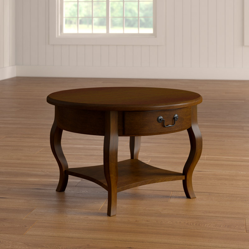 Table basse ronde en bois massif, Cerisier brun