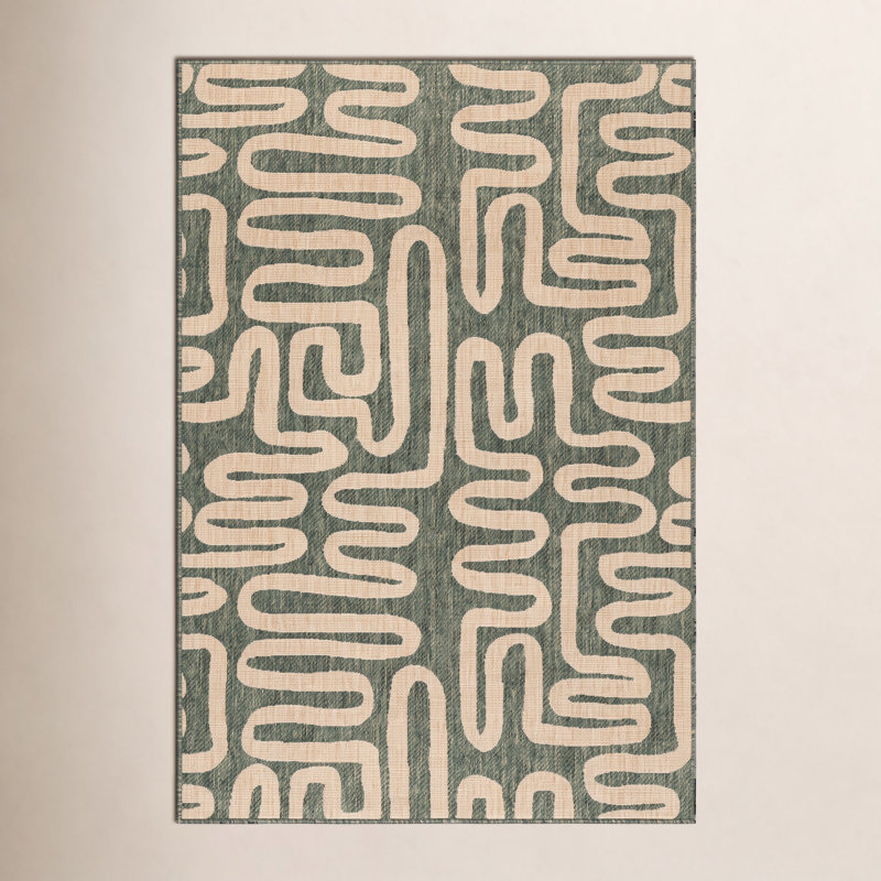 Tapis abstrait intérieur / extérieur Bambi, Rectangle 8 pi x 10 pi
