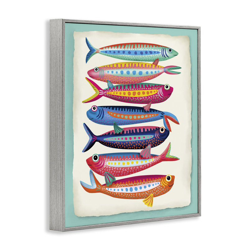  Art numérique de sardines multicolores par Darlene Seale, H 20 po x l 16 po, Estampe numérique Farmhouse