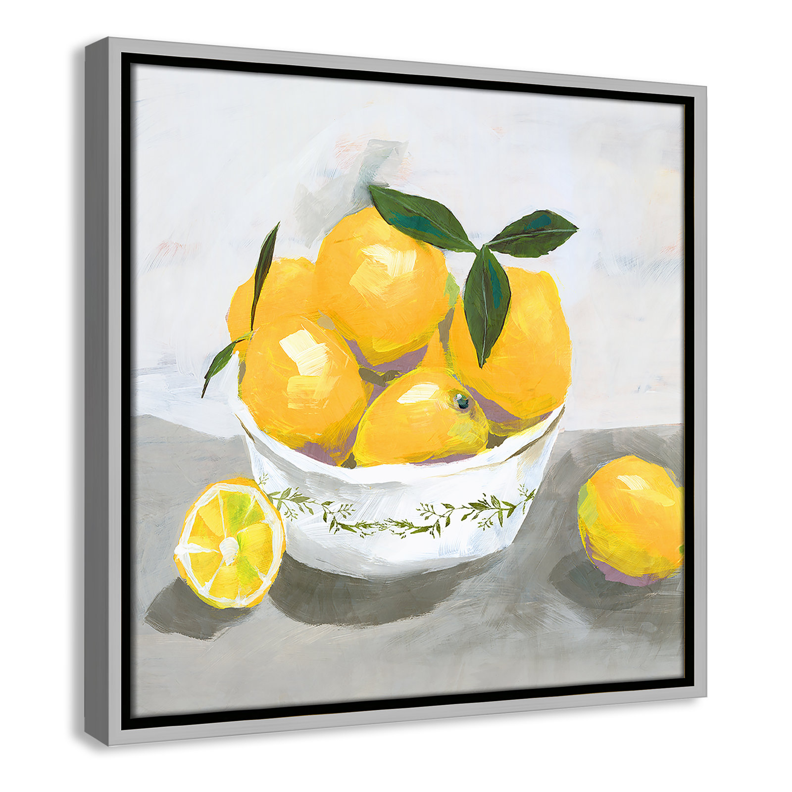 Hayons "Lemons" Painting by Isabelle Z, 17.5" H x 17.5" W x 2" D, Silver Framed Canvas