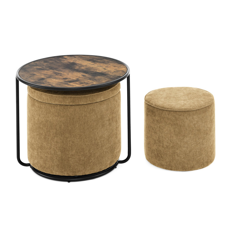 Combinaison jaune foncé avec rangement et contour gracieux et table exquise, Velours brun