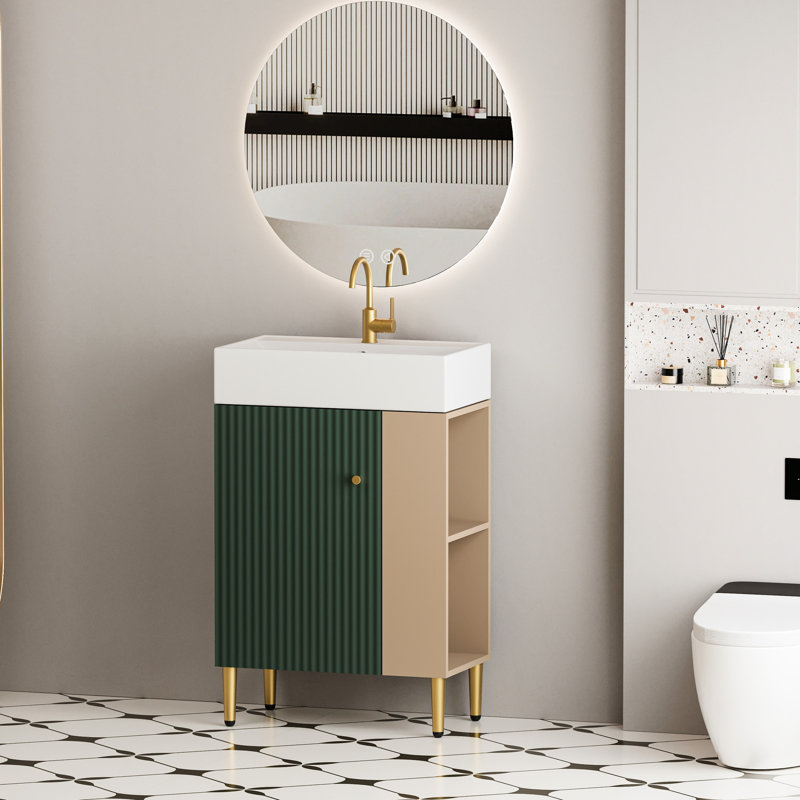 Meuble-lavabo 21,6 po avec lavabo et style en céramique brillante - structure 24Vb06-21Lvr