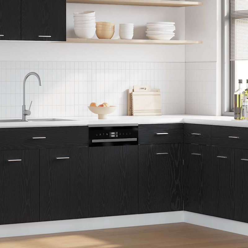 vidaXL Dishwasher Panel Lyon Black Oak 45x1,5x67 cm Engineered Wood