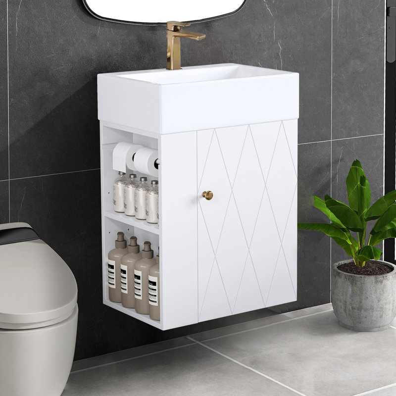 Meuble-lavabo moderne 20 "avec lavabo en céramique, Blanc