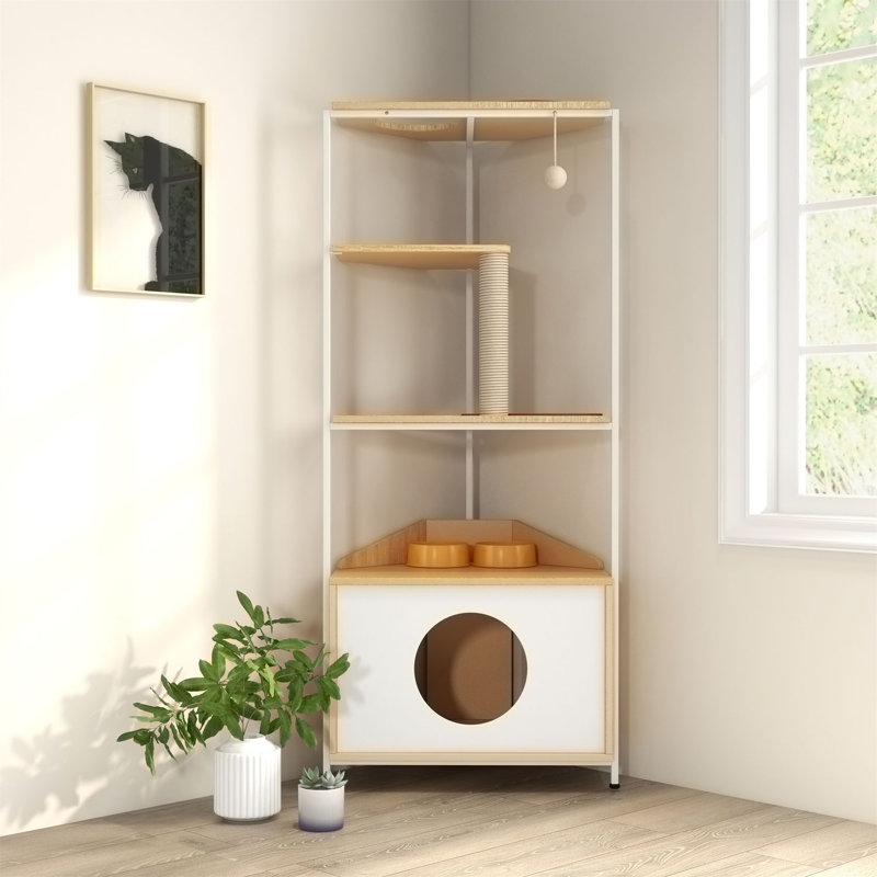 Corner Cat Tower Cat Tree With Scratching Pos And Climbing Platforms