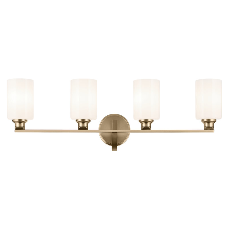 32.25" 4-Light Vanity Light with Fluted Glass, Bronze, Opal Etched