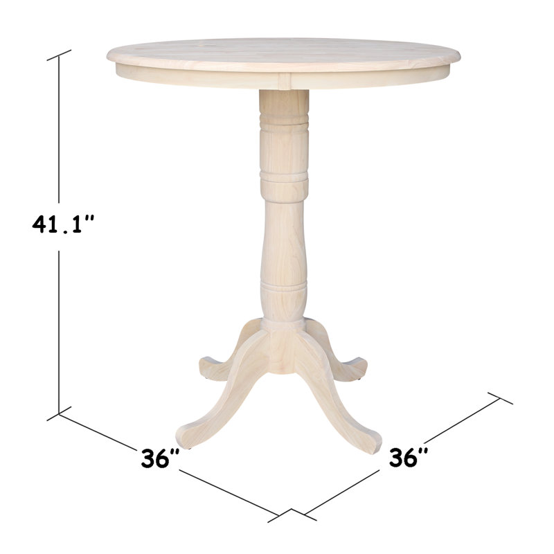Mosteller Solid Wood Dining Table, Unfinished, 42" H x 36" W x 36" W