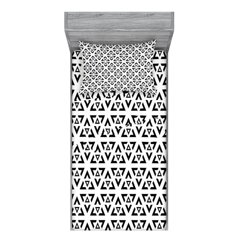 Microfiber Geometric Sheet Set, Twin XL Sheet Set with Fitted Sheet