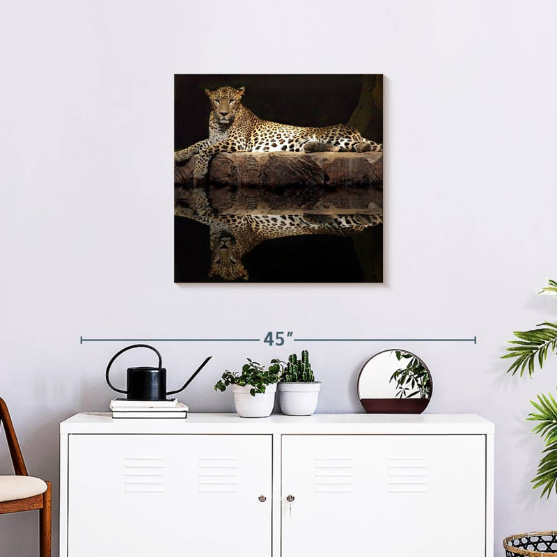 Brampt Leopard Water Reflection, 24" H x 24" W