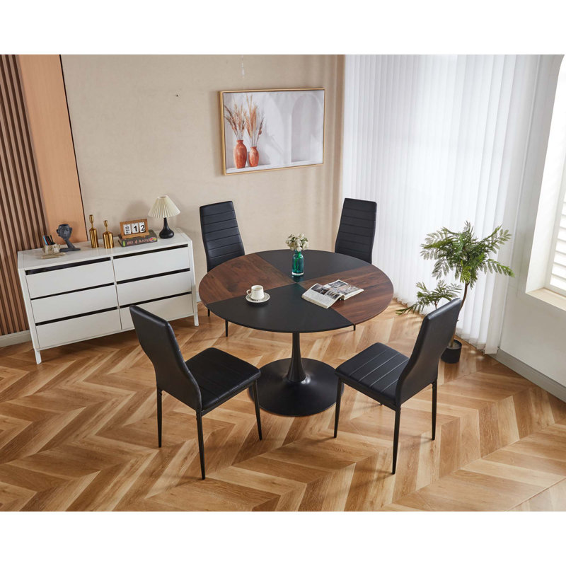 Table de salle à manger Bjarnheiur, H 28,74 po x l 31,49 po x P 31,49 po, Brun / Noir, Noir