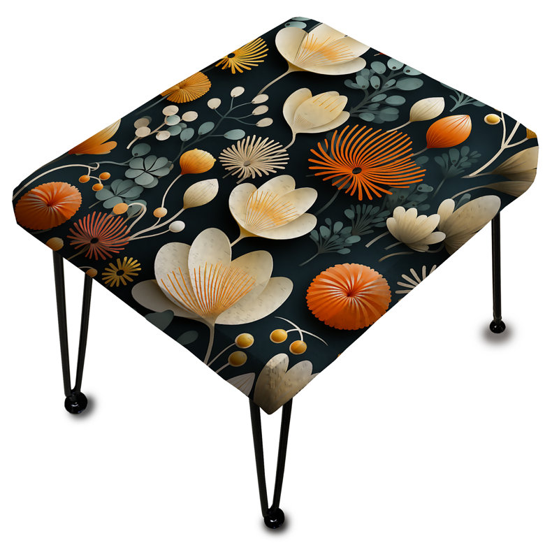 Repose-pieds rectangulaire jaune et orange Fusion