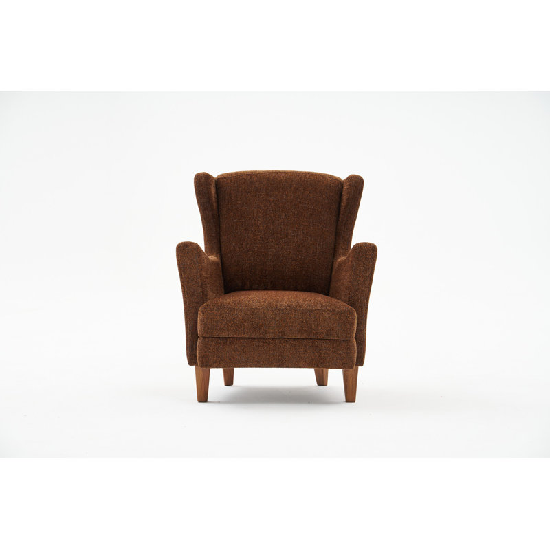Fauteuil à oreilles, Mélange de polyester brun Nampreet