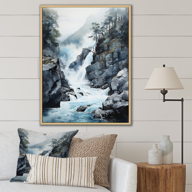 «Waterfall Endless Waterfall Journey I», reproduction sur toile, H 20 po x l 12 po x P 1 po, Cadre naturel flottant