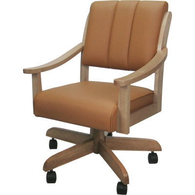 Burholme Solid Wood Leather Dining Caster Chair