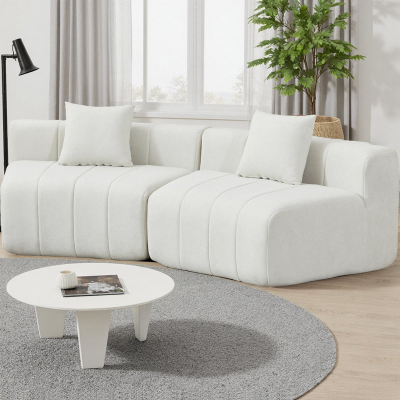 Canapé modulaire courbé en chenille avec canapé modulaire courbé et siège symétrique, avec 2 coussins, aucun assemblage requis pour le salon et la chambre à coucher
