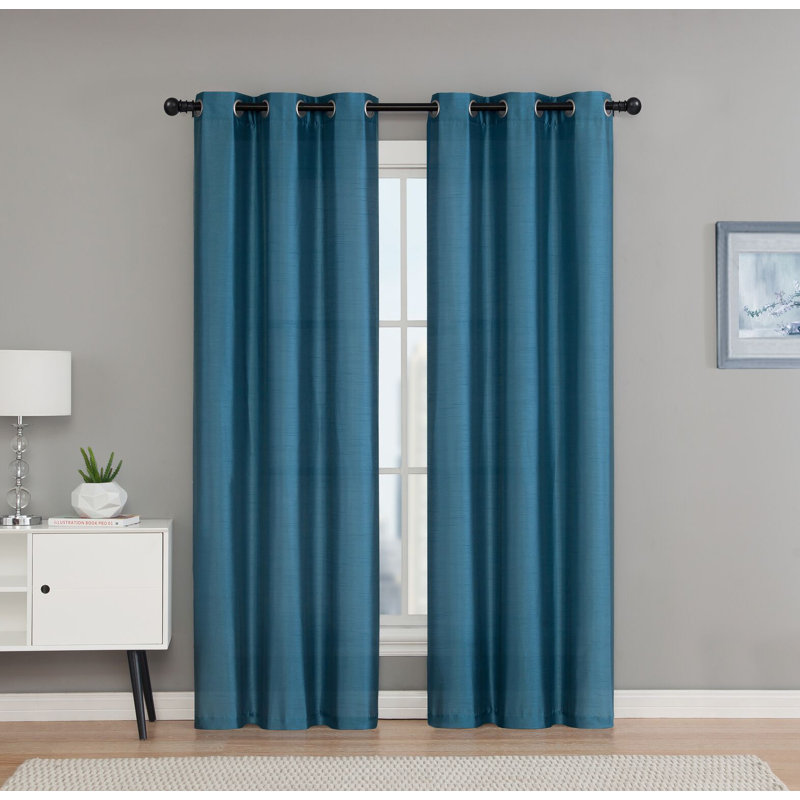 Middleburgh Outdoor Semi Sheer Curtain Pair, Teal, 38" W x 84" L