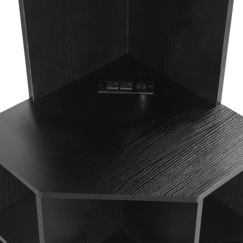 Étagère d'angle noire à 3 niveaux avec huche / étagère de présentation autoportante pour la cuisine, le salon ou le bar