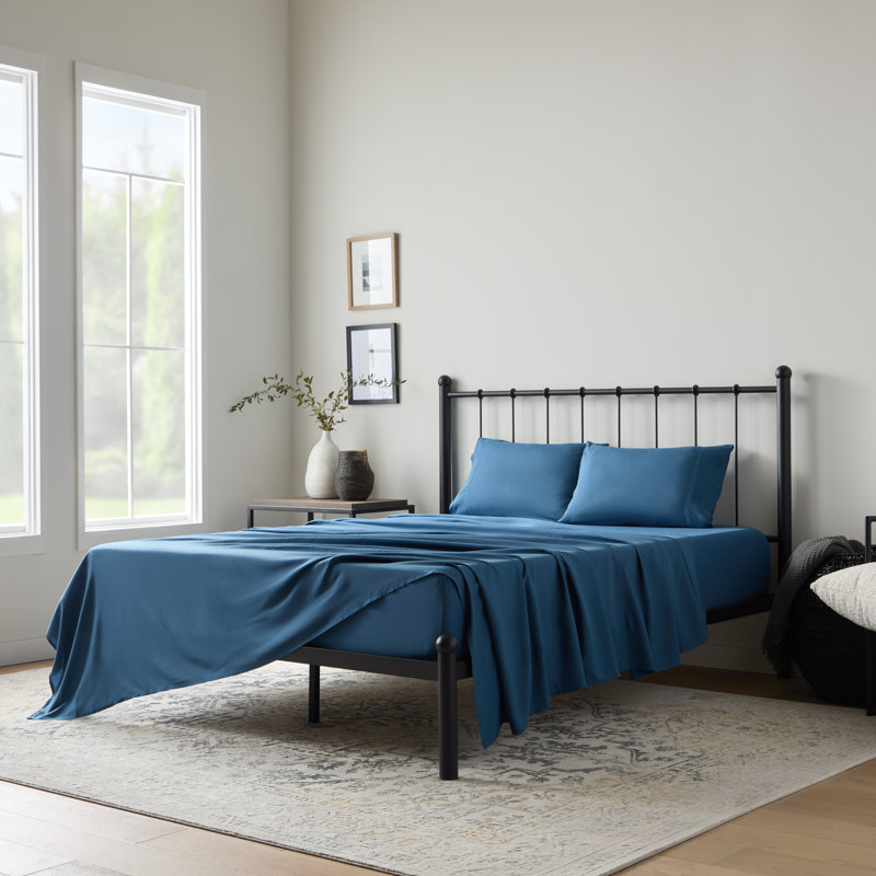 Ensemble de literie en bambou 90Gsm Weekender, Bleu, Ensemble de draps pour lit très grand californien