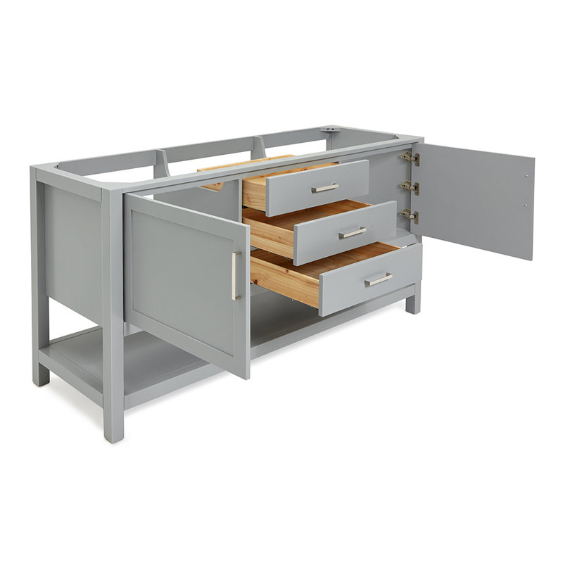 Bayhill 72'' W Double Bathroom Vanity Base, Gray