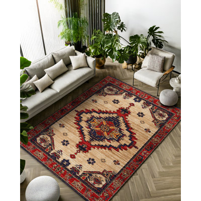 Tapis en coton à imprimé machine beige marocain Strawbridge